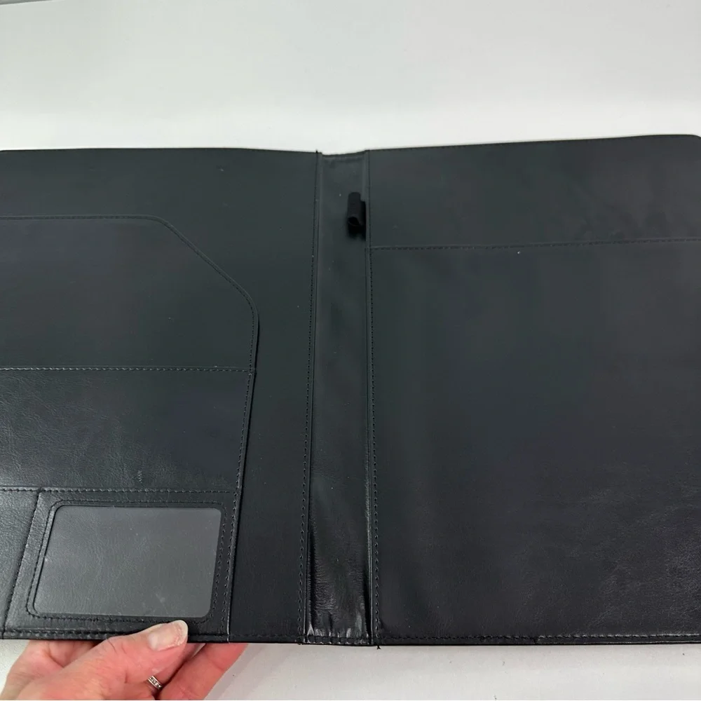Sooez Premium PU Faux Leather Black Padfolio with Clipboard Front